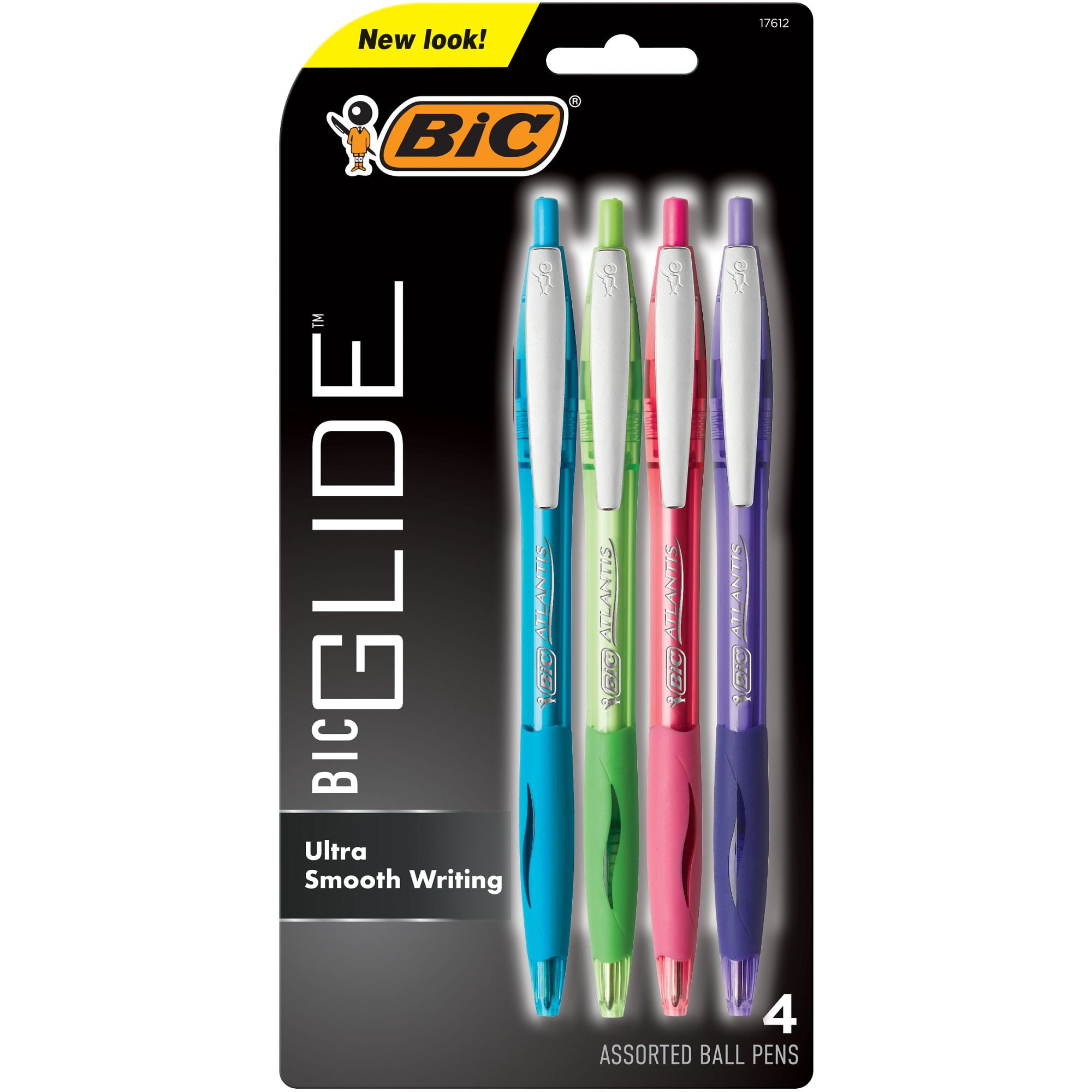 Mixed Colours 4 Excellent Quality Triangular Ballpoint Pens Easy Grip 1mm Tip 