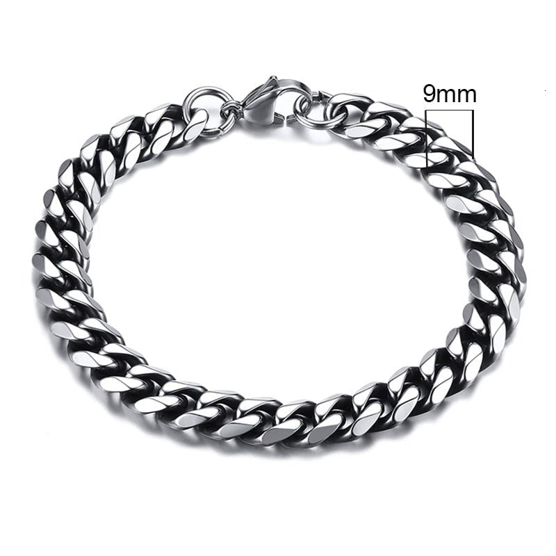 Bracelet Chain Curb Man 21cm Stainless Steel Anti-allergic Clasp 