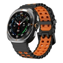 Dwitch Sport Bands for Samsung Galaxy Watch Ultra 47mm,Breathable Rugged Silicone Strap Marine Band for Women Men,Black Orange