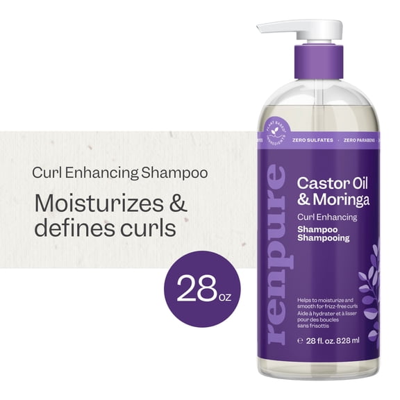 Renpure Castor Oil & Moringa Curl Enhancing Shampoo for Curly Hair, 28 oz
