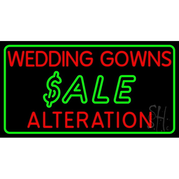 Wedding Gown Alteration LED Neon Sign 13" Tall x 24" Wide - inches, Black Square Cut Acrylic Backing, with Dimmer - Premium built indoor Sign for Storefront, Store interior, Studio.