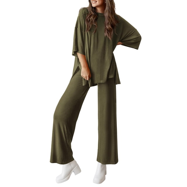 Conjunto de Chándal PRETTYGARDEN de Dos Piezas para Mujer Verde Militar Talla S