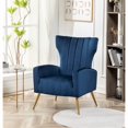 thumbnail image 3 of Silla de acento de terciopelo con patas de metal, sillón tapizado moderno, silla lateral de espalda para salón dormitorio pequeños espacios, 3 of 5