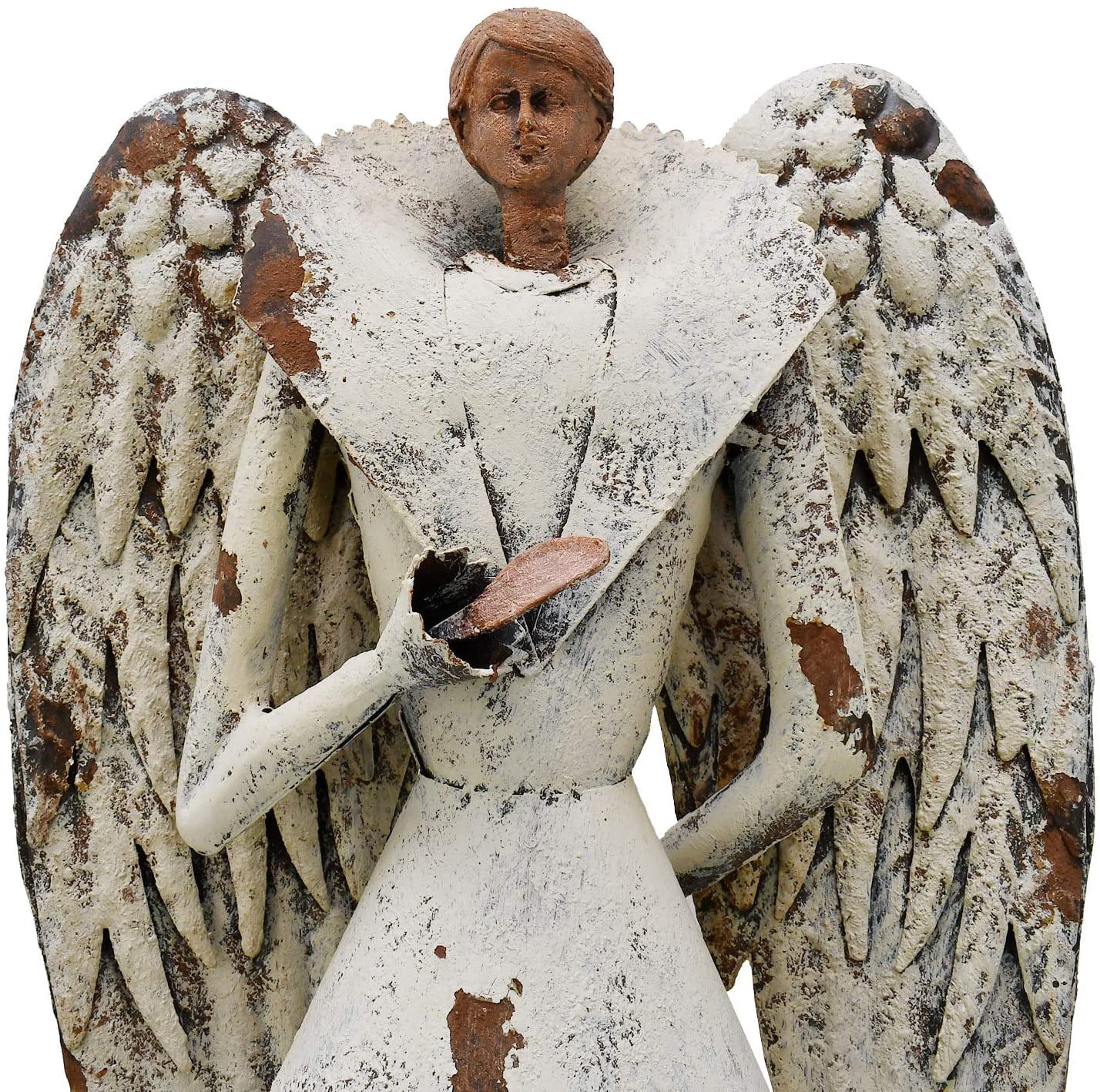 RAINBOW HANDCRAFTS 30” Antiqued Metal Guardian Angel Garden Statue, Hand Painted Decor