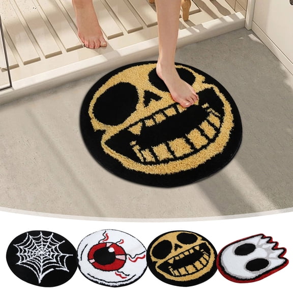 CASAFUN Halloween Bath Mat Super Absorbent Quick Dry Decorative Floor Door Step Mat,Fall Non-Slip Shower Rug Bathroom Carpet Machine Washable for Bathroom,Kitchen,Living Room,Tub and Shower