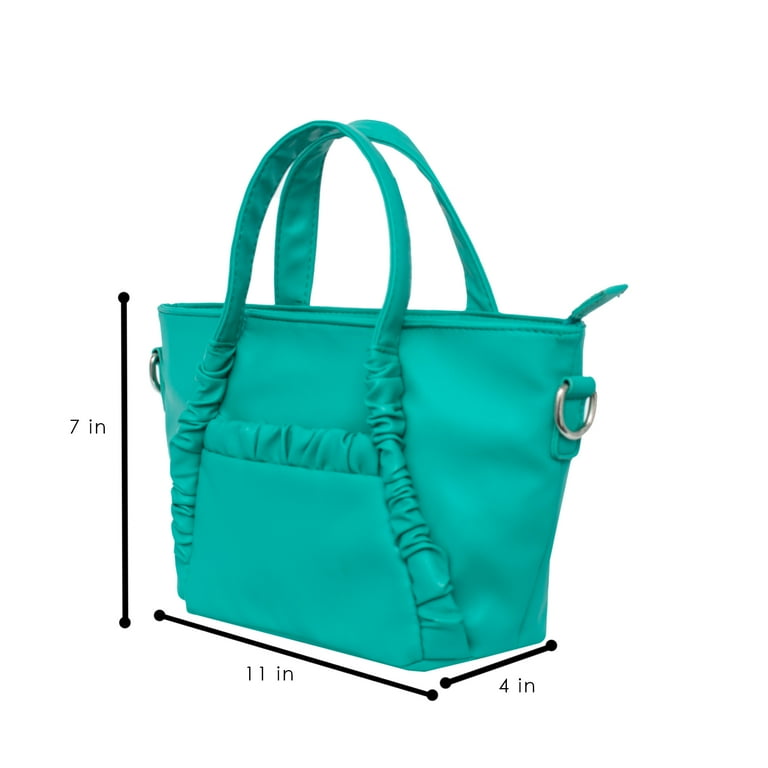 Olivia Kate Women's Vegan Leather Mint Satchel Handbag with Chain