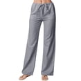 thumbnail image 4 of Casual Pants for Women Plain Color Simple Exquisite Loose Straight Leg Cotton Casual Pants, 4 of 4