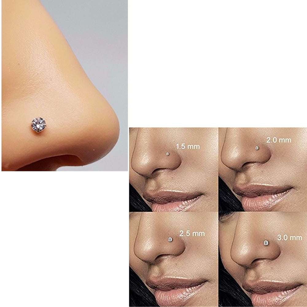 1.5/2/2.5/3mm Bone Nose Stud Piercing Nostril Piercings CZ Piercing Nose  Stud for Women Nose Ring Prong Zircon Nose Jewelry 1PCS - AliExpress