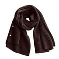 thumbnail image 4 of AWZXDE Women's Solid Color Functional Knit Shawl Warm Scarf - Versatile Wrap Poncho for Winter Layering Brown,One Size, 4 of 5