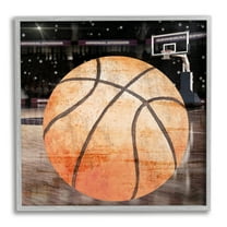Stupell Industries Abstract Basketball Court Abstract Painting Gray Framed Art Print Wall Art, 24 x 24