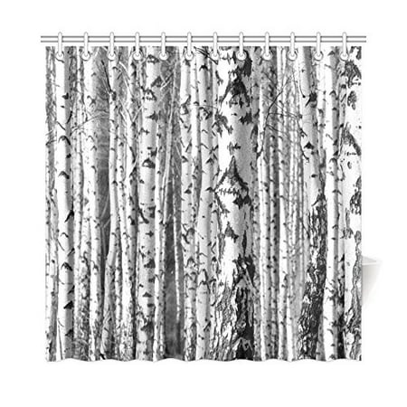Pop Birch Trees Trunks Bathroom Shower Curtain 66x72 Inch