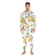 thumbnail image 3 of FORMRS Onesies Pajama for Adults Unisex Hoodie Winter Jumpsuit One Piece Sleepwear, Sizes S-2XL, White Watercolor Oranges, 3 of 7