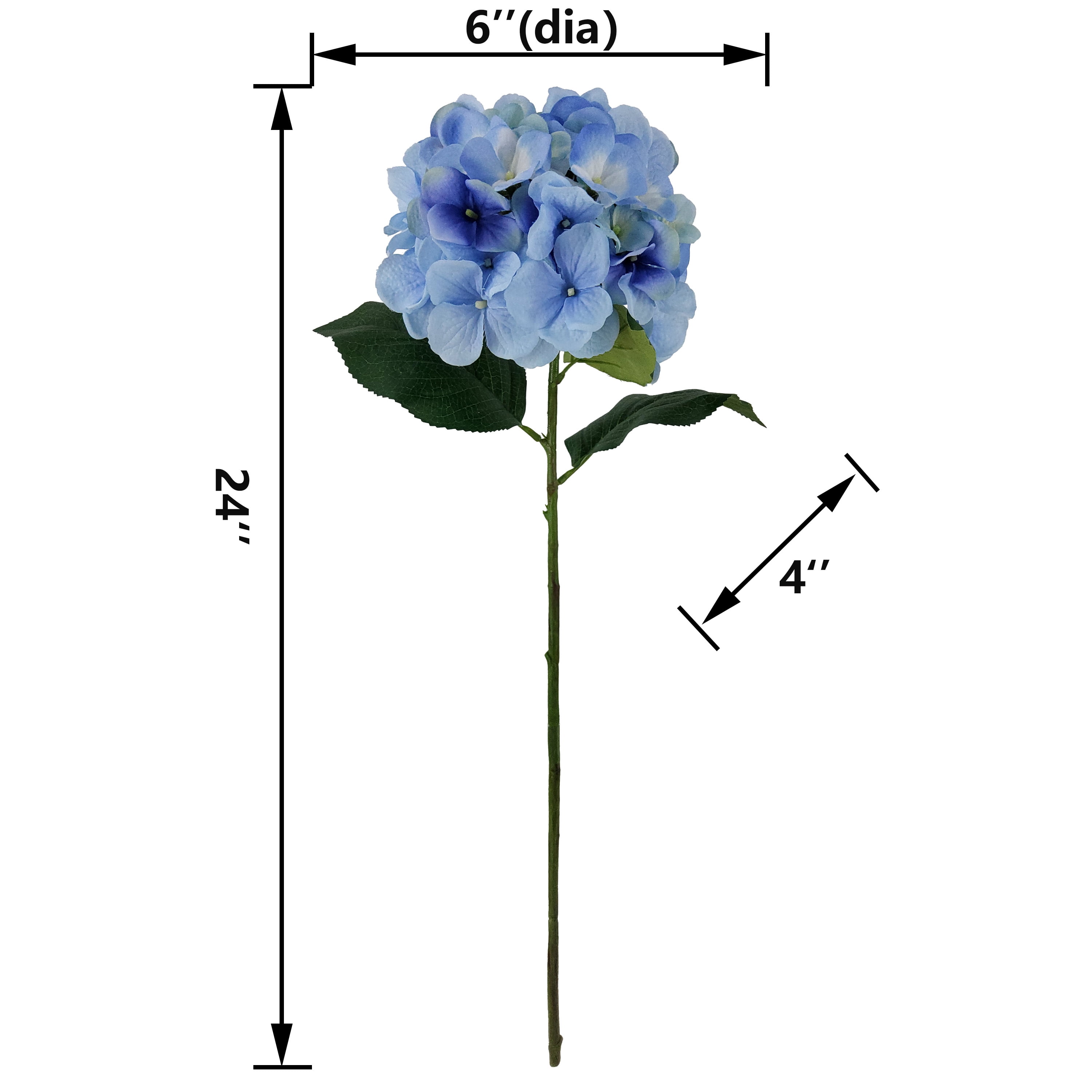 (2 pack) Mainstays 24" Artificial Flower Hydrangea Stem, Blue Color. Indoor Use.