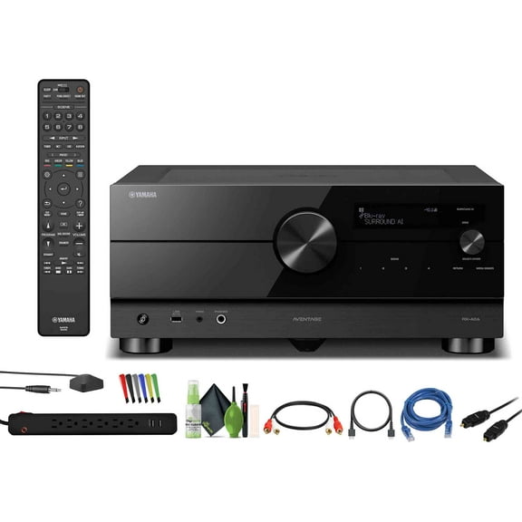 Yamaha AVENTAGE RX-A6A 9.2-Channel Surround Sound Network AV Receiver MusicCast Built-In Wi-Fi and Bluetooth Streaming Home Theater System Bundle With Accessories