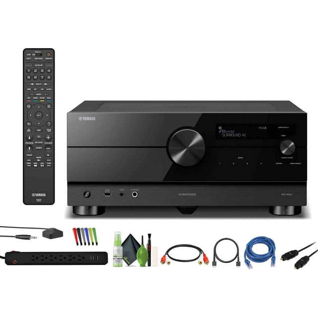 Yamaha AVENTAGE RX-A6A Récepteur AV Réseau Surround 9.2 Canaux MusicCast Wi-Fi Intégré et Système de Diffusion en Continu Bluetooth Cinéma Maison avec Accessoires
