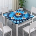 thumbnail image 3 of Blue Tie Dye Spiral Pattern Square Fitted Tablecloth with Elastic Edge,Square Table Cover,Washable Elastic Table Cover for Home Kitchen Party Decor 34"x34", 3 of 6
