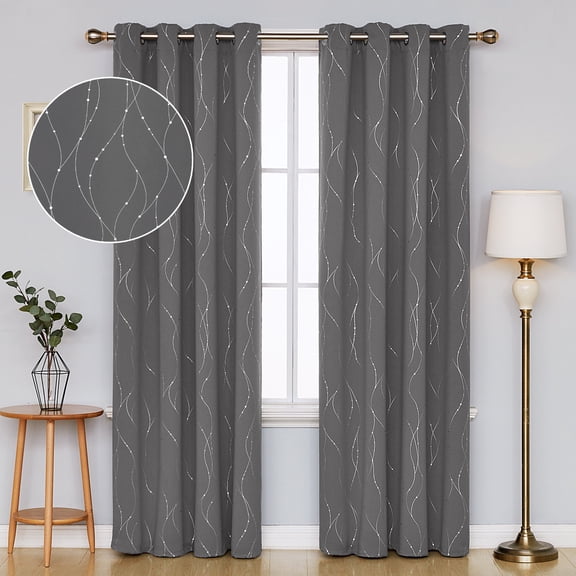 Deconovo Room Darkening Curtains Noise Reducing, 2 Panels, Light Gray, 52W x 84L Inch, Energy Saving Thermal Insulated Blackout Drapes for Bedroom