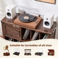 thumbnail image 4 of LELELINKY Large Record Player Stand Holds 450 Albums, 39" Farmhouse Wood Storage Cabinet with Barn Doors for Living Room, Brown, 4 of 8