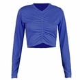 thumbnail image 1 of Timegard Womens Crop Tops Long Sleeve Crewneck Ruched Slim Comfy Tee Casual Going out Tops Blouse, 1 of 3