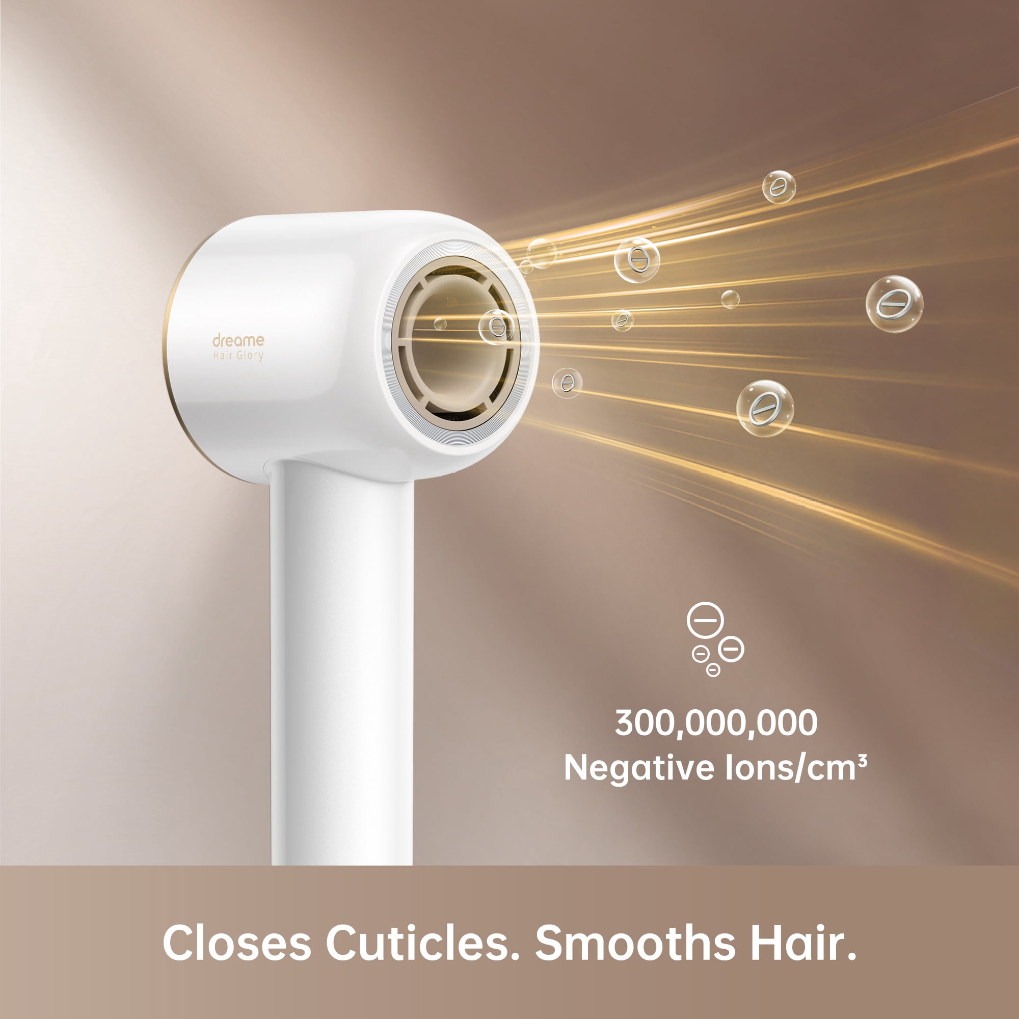 Dreame Negative Ionic Blow Hair Dryer, 110,000 RPM Motor High-Speed, Low Noise, Light, Glory (White)