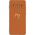 thumbnail image 4 of for Galaxy S10 Plus Case(Not fits S10),Cute Bling Plated Gold Love Heart with Anti-Fall Camera Lens Cover Protection Soft Anti-Fingerprint Phone Case for Samsung Galaxy S10+ 6.4",Brown, 4 of 10