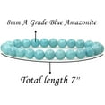thumbnail image 2 of Natural Blue Amazonite Gemstone 8mm Round Beads Stretch Bracelet 7" Unisex, 2 of 5