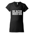 thumbnail image 2 of Wild Bobby One Nation Under God Inspirational/Christian Women Standard V-Neck Tee, Black, Small, 2 of 5