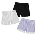 thumbnail image 4 of YONGHS Kids Girls 3 Pack Bike Shorts Solid Color Dance Gym Yoga Sports Bike Shorts White&Purple&Black 5-6, 4 of 5