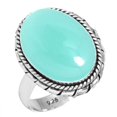 thumbnail image 1 of 925 Sterling Silver Ring Natural Aqua Chalcedony Handmade Jewelry, 1 of 5