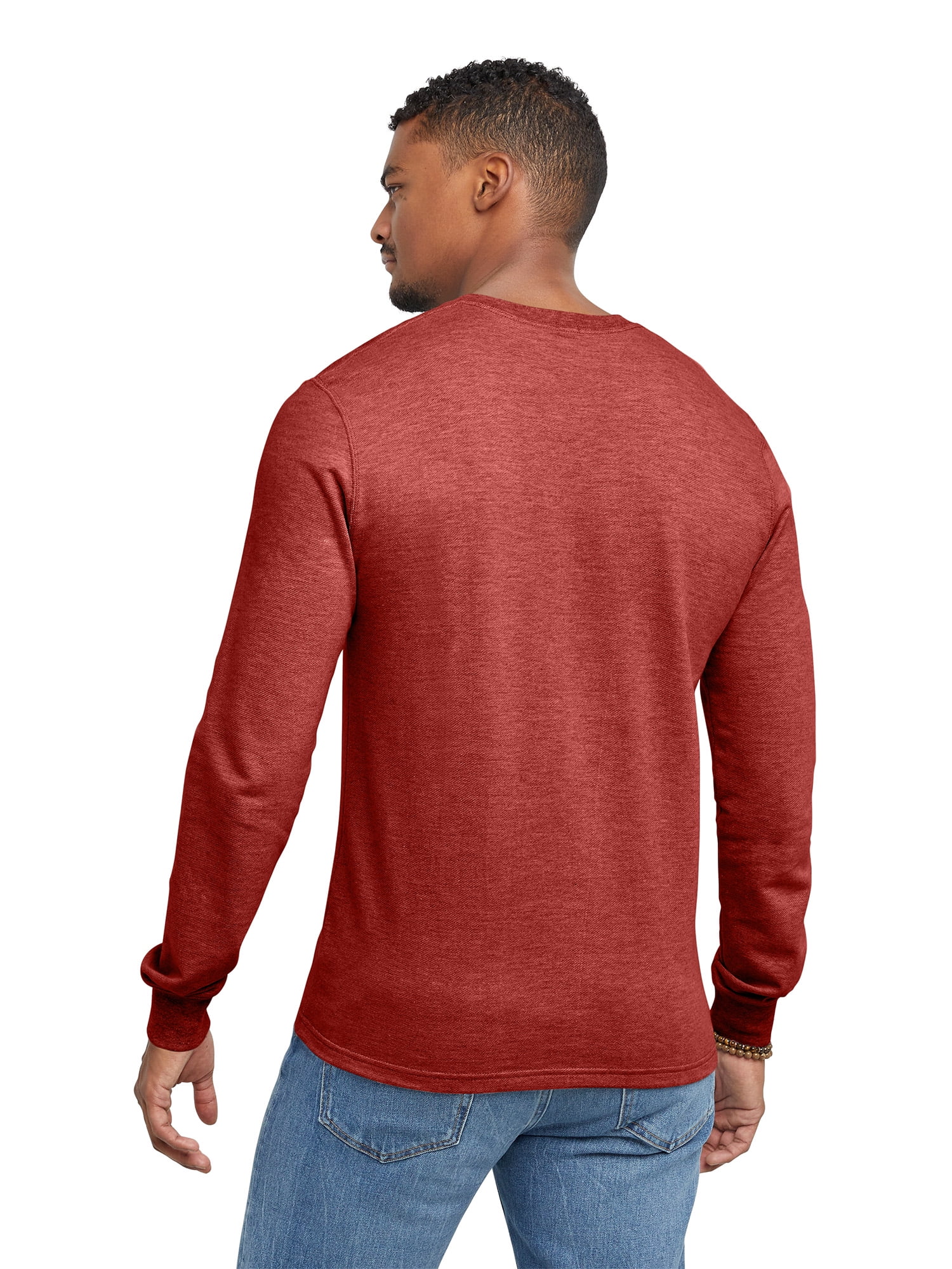Hanes Men's Originals French Terry Cloth Henley Tee with Long Sleeves, Sizes S-3XL