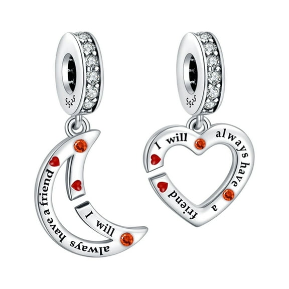 ROSIANNA Heart-Shaped Clear Stone Bracelet Charm, 925 Sterling Silver