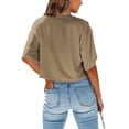 thumbnail image 3 of Dellytop Women Half Sleeve Drop Shoulder Solid Color Basic Crop Tops, 3 of 4