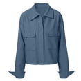 thumbnail image 2 of Mooqilaa Womens Trucker Jackets, Collared Button Front Corduroy Fashion Outerwear for Women Blue Size S, 2 of 7