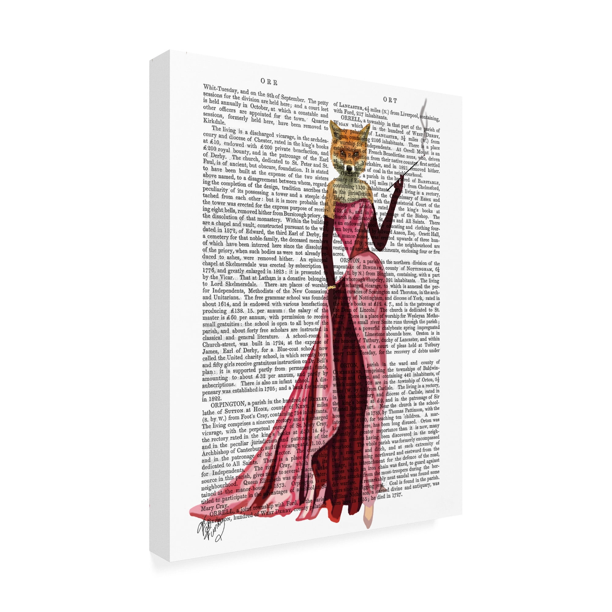 Trademark Fine Art 'Glamour Fox In Pink' Canvas Art by Fab Funky