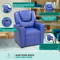 thumbnail image 5 of Naomi Home Kids Push-Back Recliner Chair with Footrest & Cup Holder – PVC, Navy, Ages 3+, 5 of 10