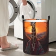 thumbnail image 5 of Fuzoiu Tree Hollow Meditating Giraffe Print Circular Hamper,Laundry Basket with Handle,Collapsible Laundry,Dirty Clothes Storage Basket,for Bedroom Bathroom Dorm Living Room-Medium, 5 of 6