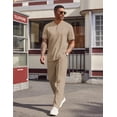 thumbnail image 2 of COOFANDY Men' 2 Pieces Outfits Casual Quarter Zip Polo Shirt and Jogging Pants Summer Tracksuits Set, 2 of 6