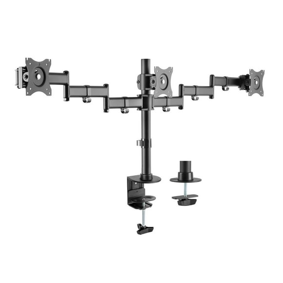 Rocelco Triple Articulated Triple Monitor Desk Mount Arm,  Fits 13"- 27" Flat Panel Computer Monitors  (Black)