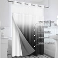 thumbnail image 3 of Ikfashoni No Hook Shower Curtain with Snap in Liner, Black Ombre Hookless Waterproof Bath Curtain, 71"X74", 3 of 9