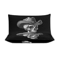thumbnail image 3 of Juego de funda de edredón con calavera con sombrero de vaquero, tamaño king y queen, 3 piezas, 1 funda de edredón y 2 fundas de almohada con cierre de cremallera, 86 x 70 pulgadas, 3 of 8