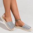thumbnail image 7 of Samdudou Elevated Sandals for Women Open Toe Sparkly Glitter Wide Band Slingback Strap Classic Woven Espadrille Flatform Shoes Vacation Resort Wear, 7 of 7