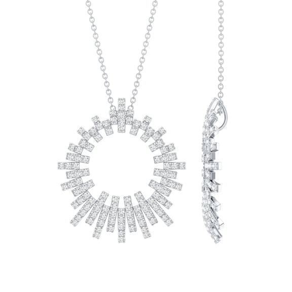 Rosec Jewels Lab Created Diamond Eternity Pendant with Chain - Circle Diamond Necklace (EF-VS Quality Certified) - Ready to Gift, 925 Sterling Silver