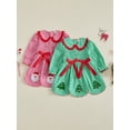 thumbnail image 3 of Loicainy Baby Toddler Girl Christmas Dress 12 18 24 Months 2T 3T 4T 5T Smocked Doll Collar Long Sleeve Plaid Dresses, 3 of 9