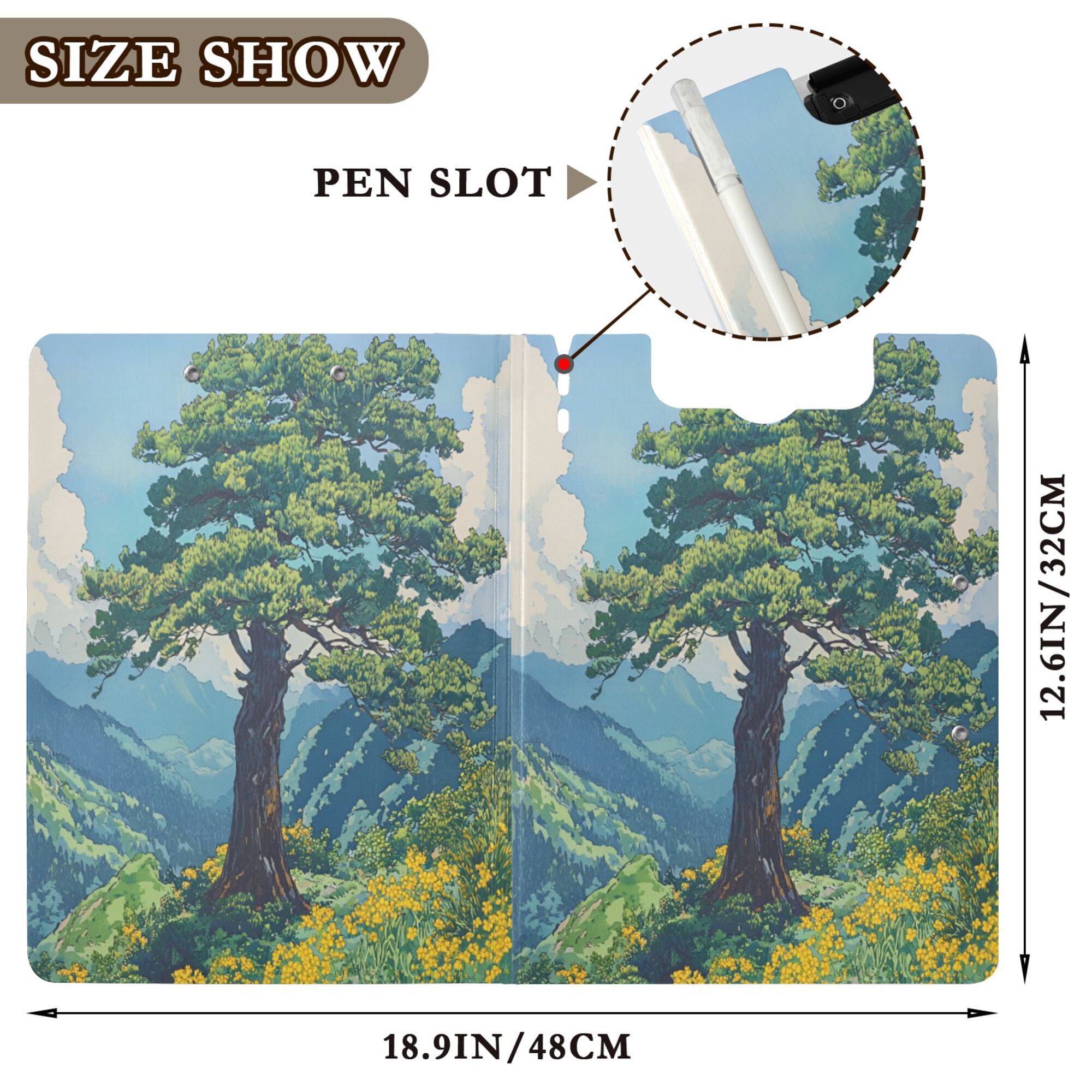 FORMRS A4 Clipboard Folder with Pen Holder Horizontal Foldable School Office Binder, Blue Mountain