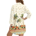 thumbnail image 2 of Xixirimido Palm Trees Hibiscus Flower Print Women's Loose Fit Beach Cover Up Shirt Dress Long Sleeve Button Up Swimsuit Cover Up with Side Slits for Summer, Size M, 2 of 7