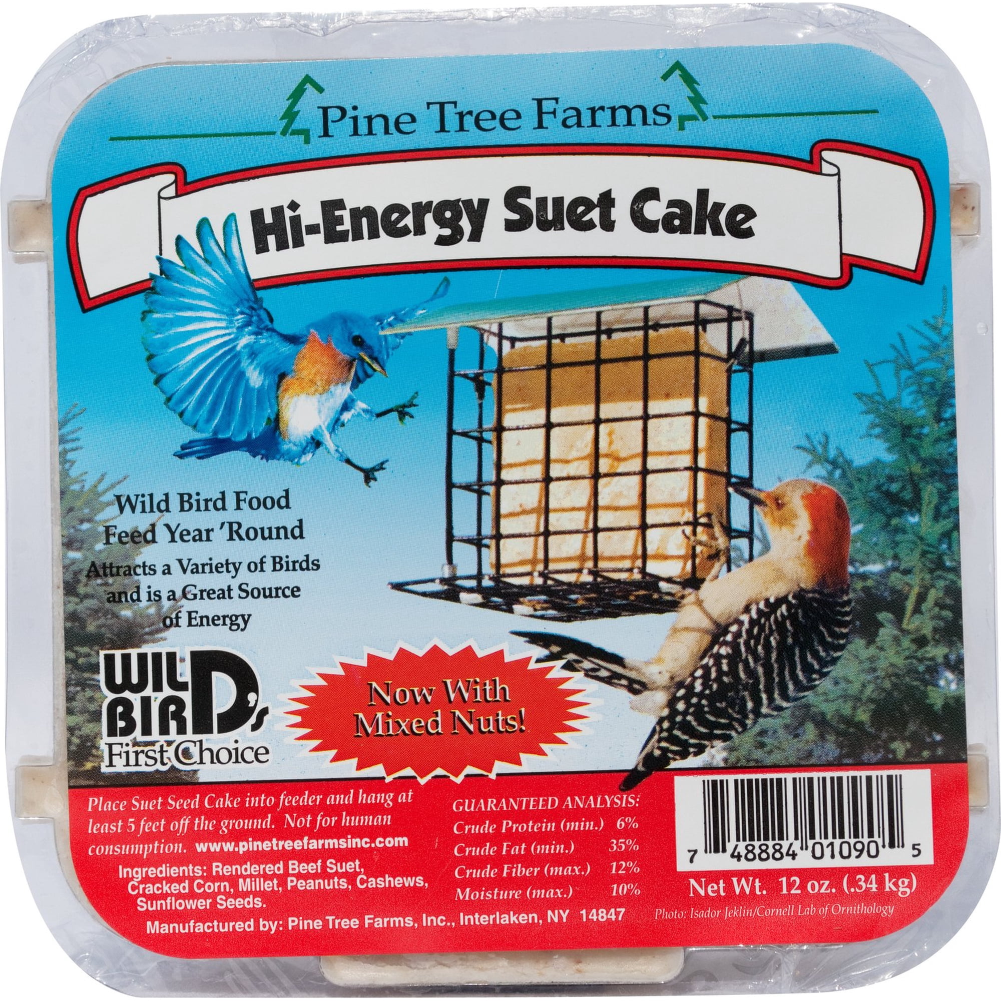 Pine Tree Farms Hi-Energy Suet Cake, 12 oz., Pack of 12