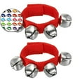 thumbnail image 1 of Dvruxg 2 Pcs Clochettes de Poignet, Grelots Clochettes de Cheville Clochettes de Poignet Bracelet Instruments de Percussion Bande Rythmique Musicale 4 Clochettes Argentées pour Fête Noël (Rouge), 1 of 3