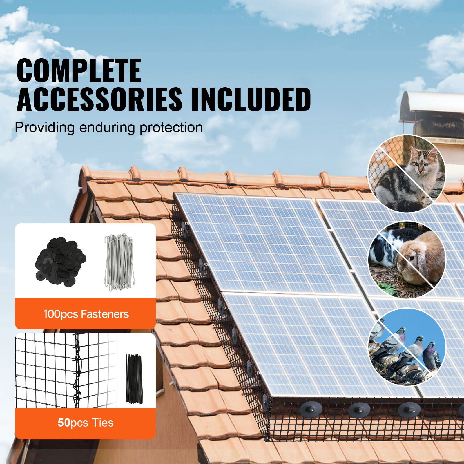 Solar Panel Critter Guard 6" x 100ft, Galvanized Steel Wire with PVC Coating, 0.7mm Thick, 1/2" Grid, for Bird Animal Protection