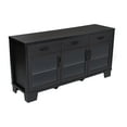 thumbnail image 2 of Emma + Oliver 59" Engineered Wood Buffet Sideboard Storage Cabinet for Kitchen/Dining Room with 3 Drawers and 3 Tempered Glass Doors in Black, 2 of 11