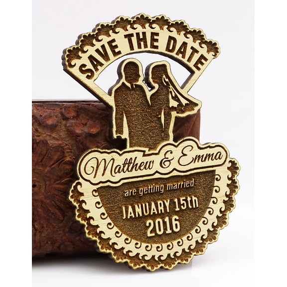 Rustic Wedding Save the Date Magnets Wooden Engraved Magnet 20 Personalized Wedding Announcement Idea